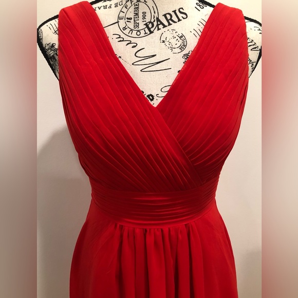 Stacees A-line V Neck Sleeveless Long Chiffon Dress - Picture 4 of 9